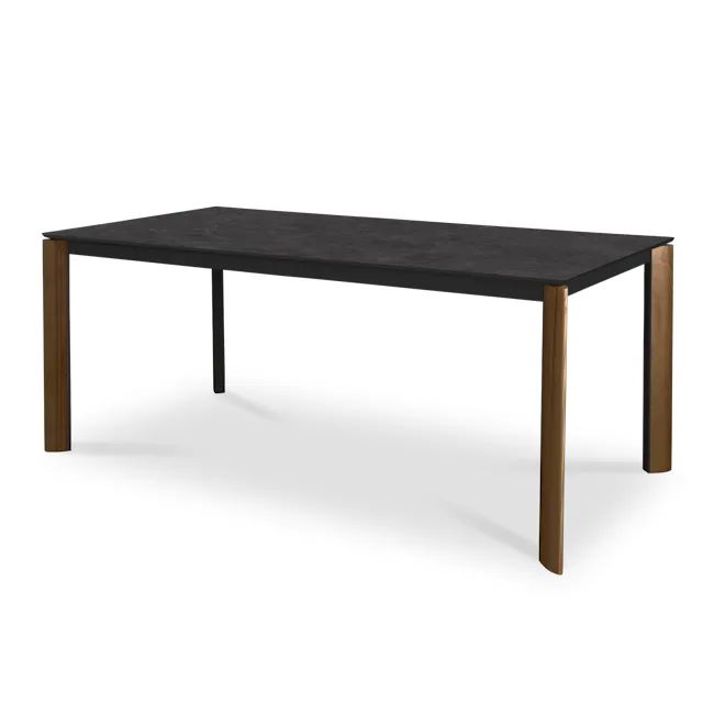 Nelson Dining Table 2m - Dark Slate (Sintered Stone) - 1 - modern minimalist table, sleek black top, wooden legs, geometric