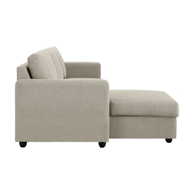 Mia L-Shaped Storage Sofa Bed - Ecru - 10 - Modern beige upholstered sofa, minimalist design, comfortable seating, sleek