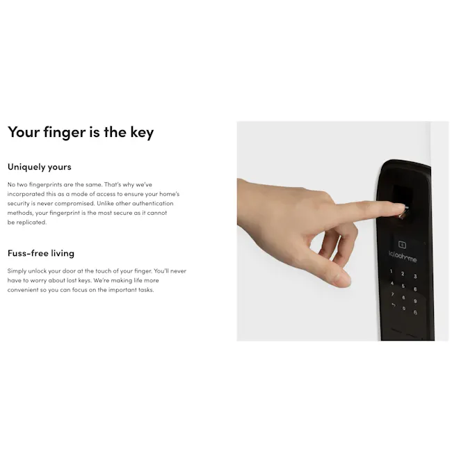 igloohome Gate & Door Bundle: Metal Gate 2 Fingerprint + Smart Mortise 2+ - 4 - Fingerprints unique, secure access, no