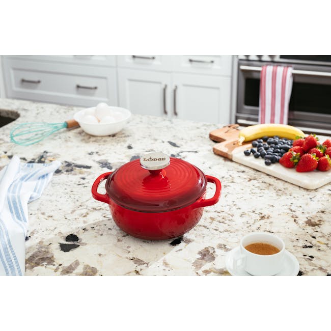 Lodge Enameled Cast Iron Dutch Oven - Red (3 Sizes) - 1