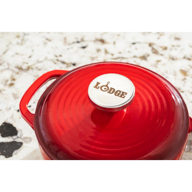 Lodge Enameled Cast Iron Dutch Oven - Red (3 Sizes) - 2