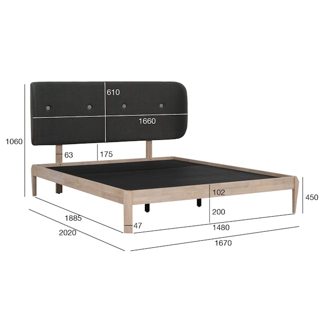 Kenji Queen Bed with Adjustable Headboard - Walnut - 6