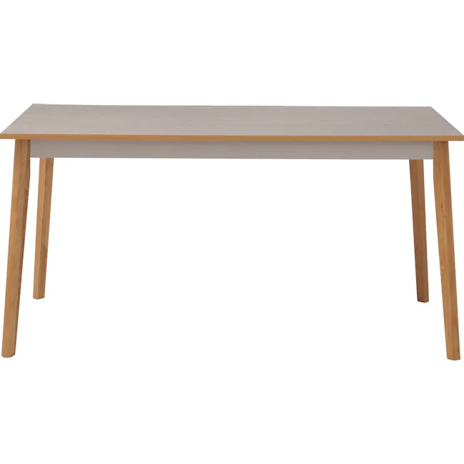 (As-is) Sergio Dining Table 1.5m - Natural, Grey - 8 - Light wood table with light gray tabletop, simple design, sturdy