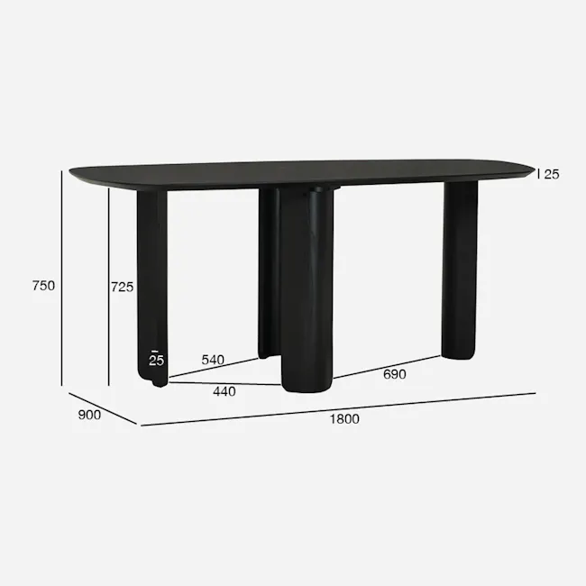 Sonna Asymmetrical 6 Seater Dining Table 1.8m - 15