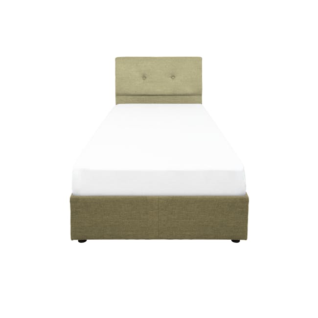 ESSENTIALS Single Headboard Box Bed - Khaki (Fabric) - 0