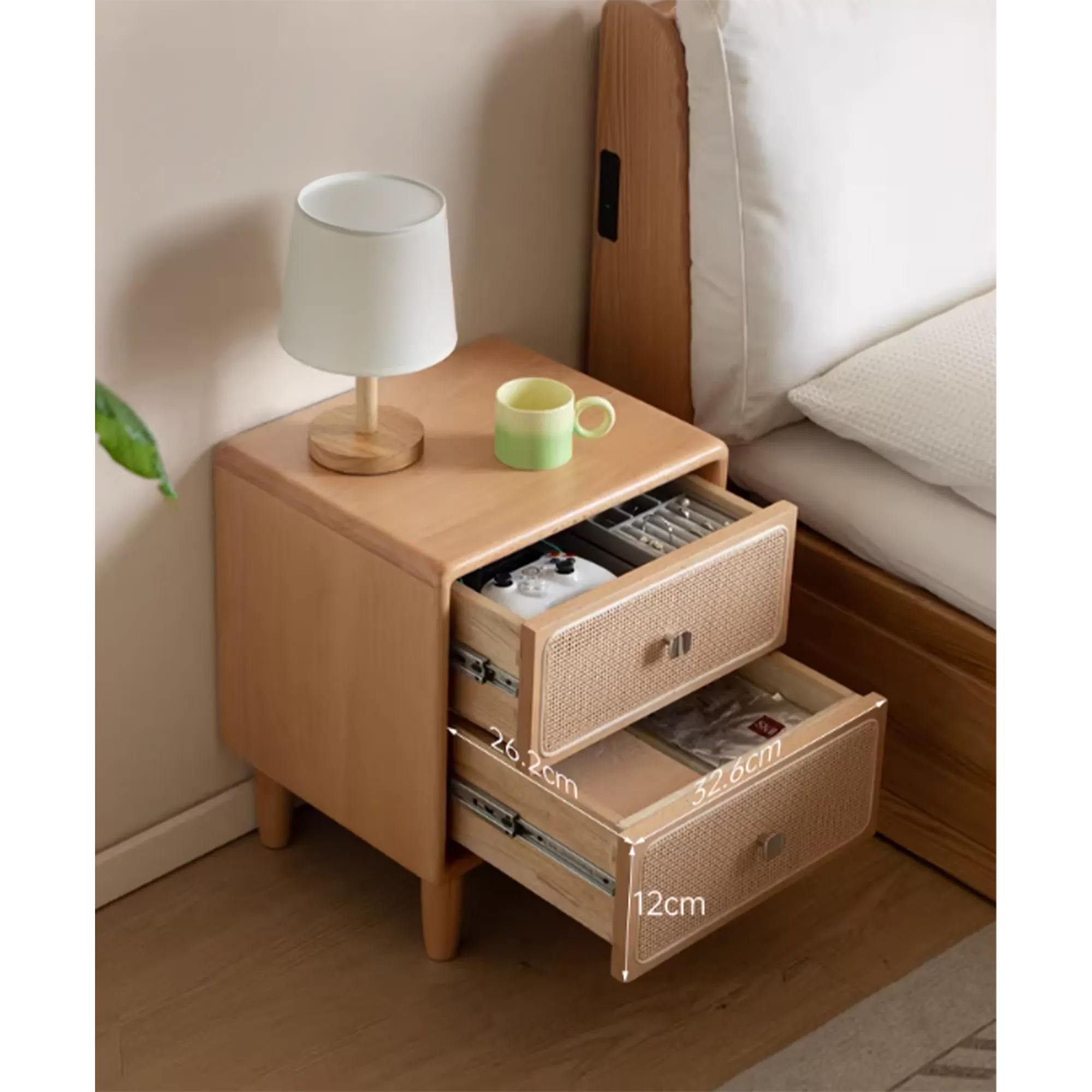 Lanci Rattan Bedside Table 0.42m - Natural - 9