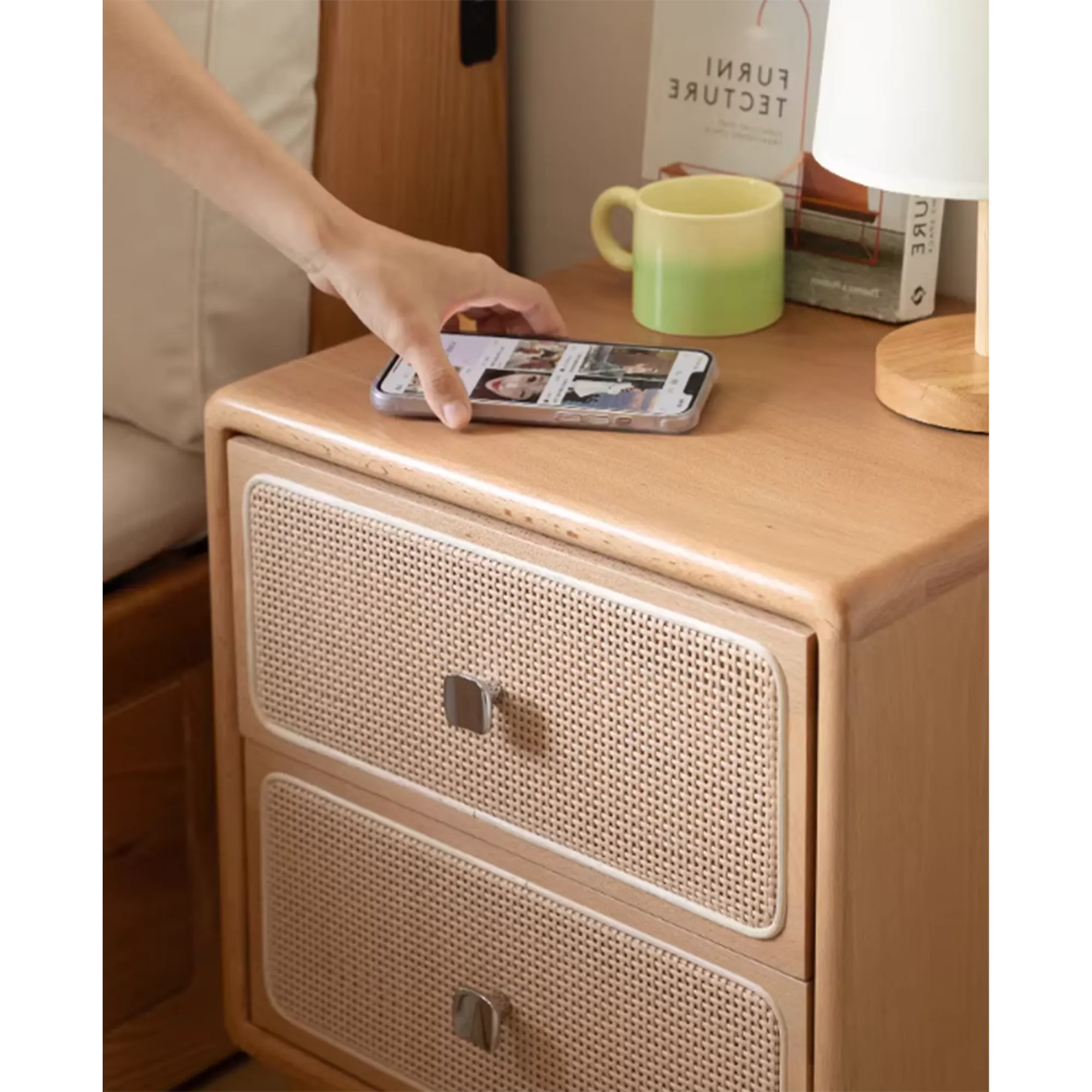 Lanci Rattan Bedside Table 0.42m - Natural - 10