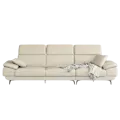 Montreal 4 Seater Sofa with Adjustable Headrest - Ivory (Faux Leather)