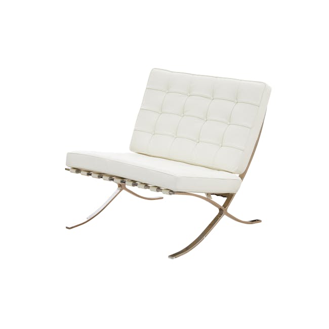 Benton Chair with Benton Ottoman - White (Genuine Cowhide) - 2