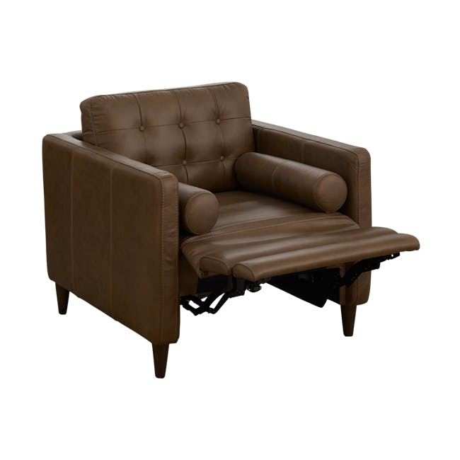 Denver Armchair with Adjustable Footrest - Cedar Brown (Genuine Leather) - 0