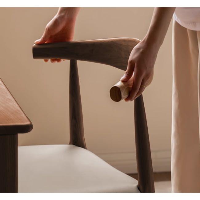 Wayn Chair - Walnut, Khaki (Faux Leather) - 5