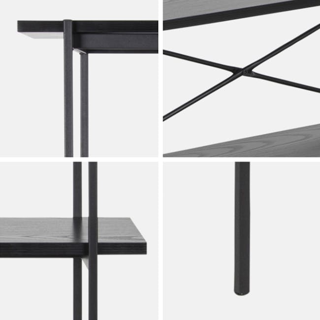 Fraser Bookshelf - 5 - modern minimalist table, sleek black metal frame, geometric design, contemporary furniture