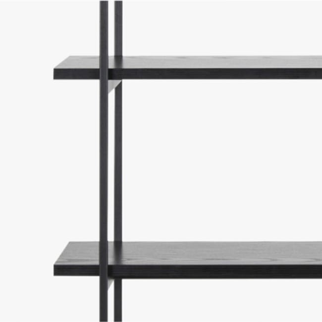Fraser Bookshelf - 4 - Modern minimalist shelf, sleek black metal frame, clean design, simple yet elegant, contemporary
