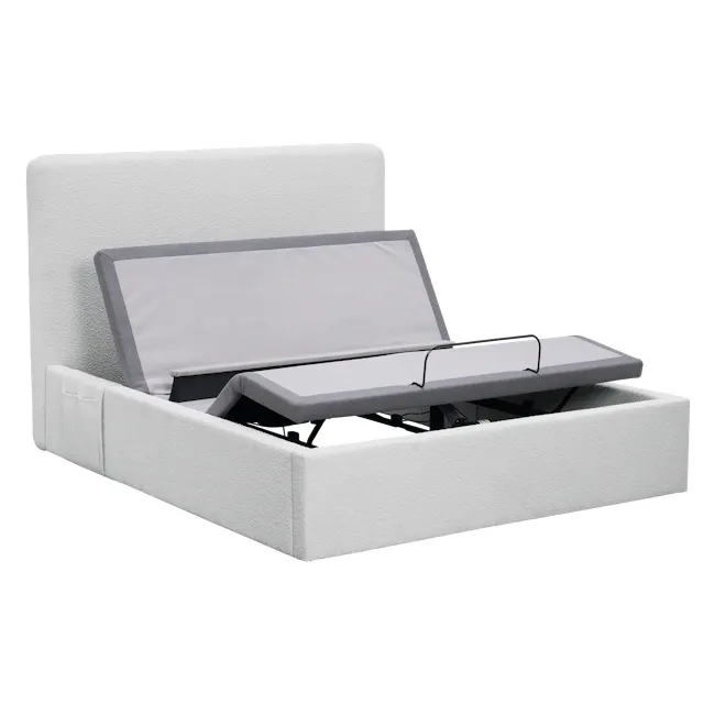 Aeva Queen Adjustable Bed - Grey Boucle - 9