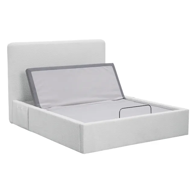 Aeva Queen Adjustable Bed - Grey Boucle - 11