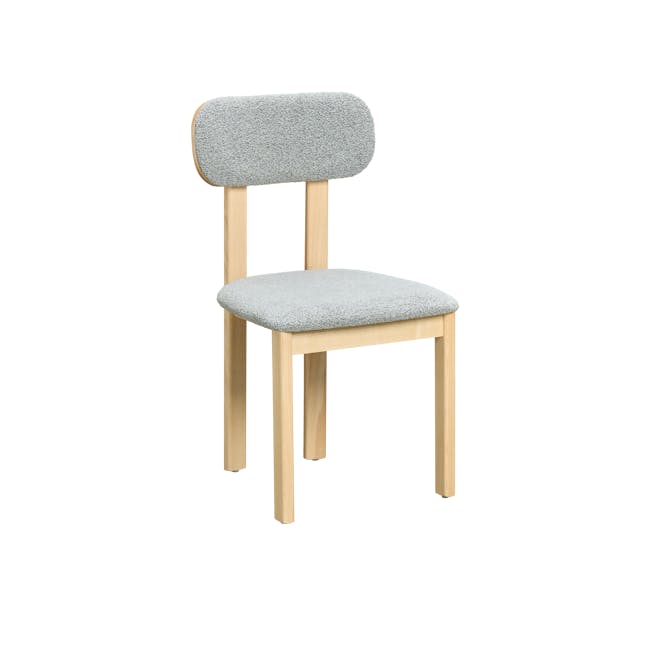 Caius Chair - Oak, Light Grey Boucle - 1