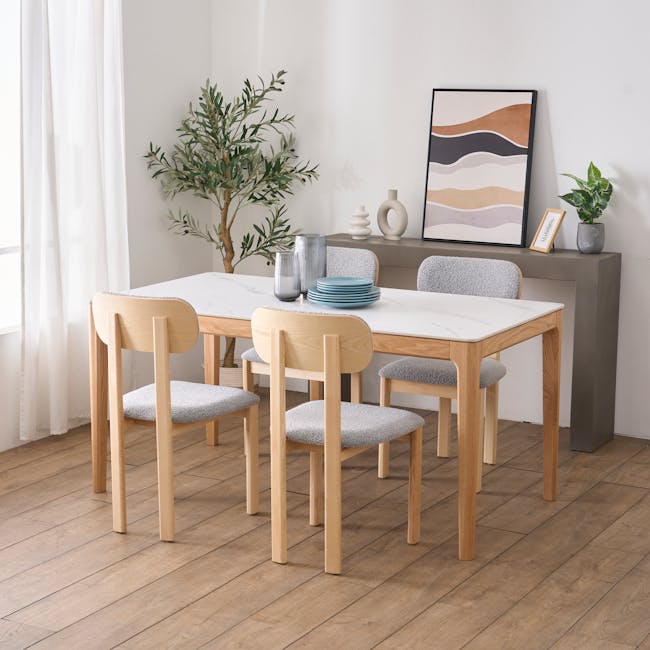 Caius Chair - Oak, Light Grey Boucle - 3