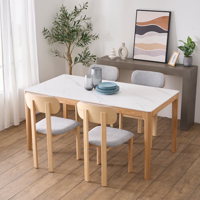 Caius Chair - Oak, Light Grey Boucle - 4