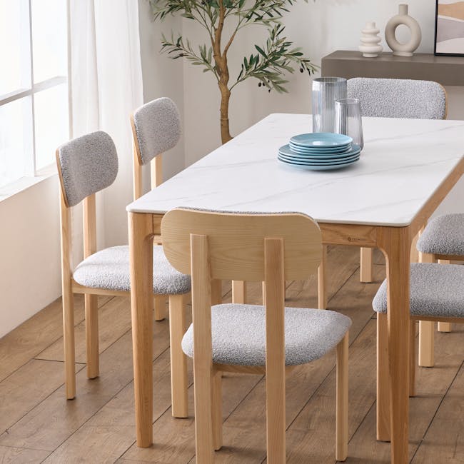 Caius Chair - Oak, Light Grey Boucle - 6