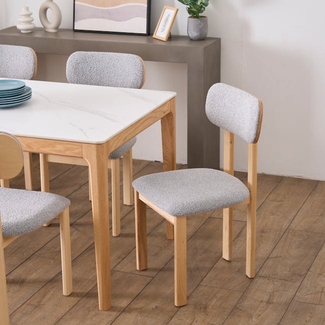 Caius Chair - Oak, Light Grey Boucle - 2