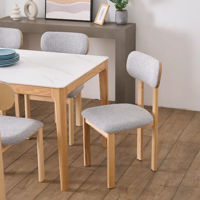 Caius Chair - Oak, Light Grey Boucle - 2