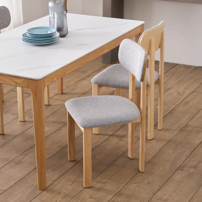 Caius Chair - Oak, Light Grey Boucle - 7