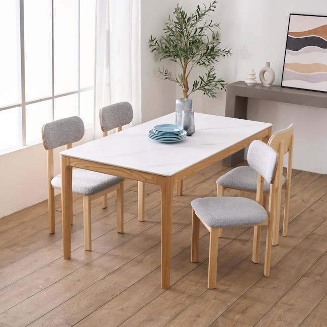 Caius Chair - Oak, Light Grey Boucle - 5