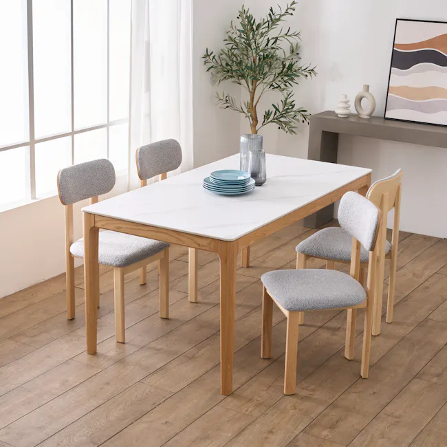 Caius Chair - Oak, Light Grey Boucle - 5
