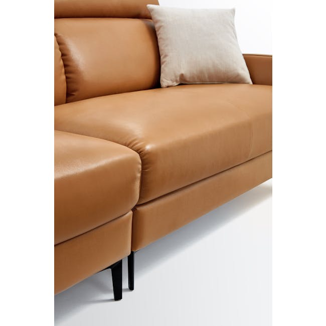 Warren 4 Seater Sofa - Tan (Genuine Cowhide + Faux Leather) - 4