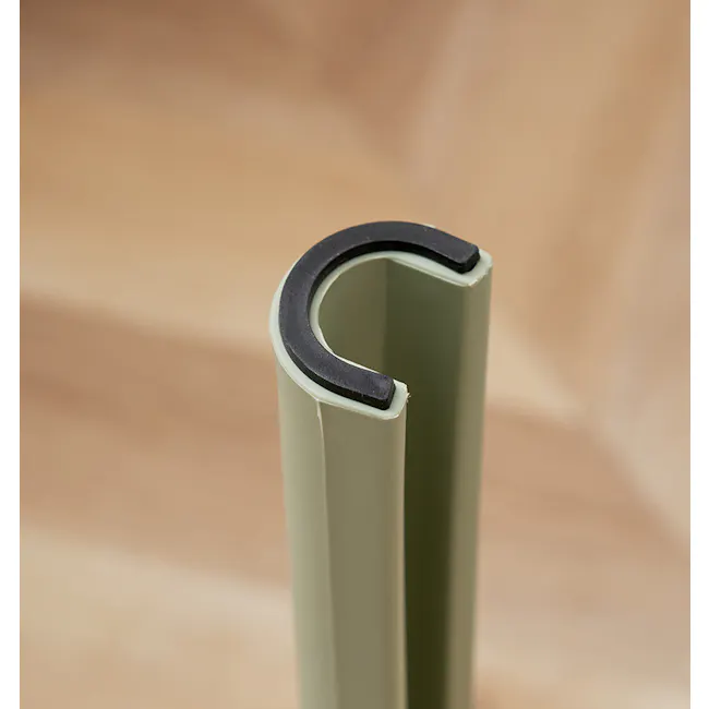 Alaska Stackable Stool - Pink - 9 - Cylindrical object with black curved top, olive green body, minimalist design, smooth