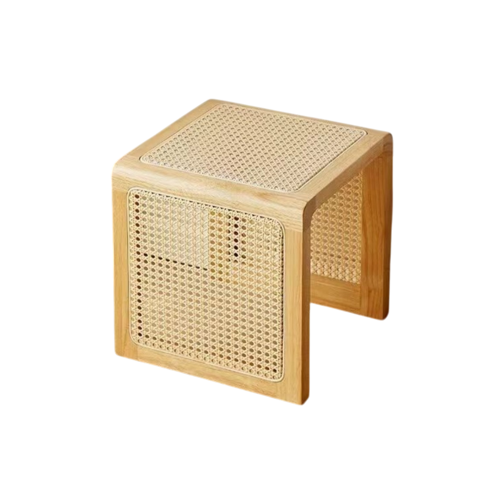Rein Rattan Stool Side Table - Natural