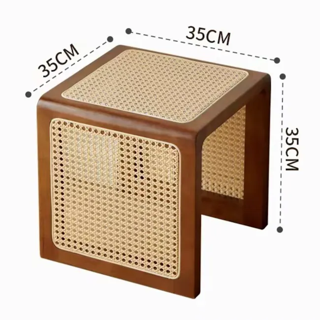 Rein Rattan Stool Side Table - Natural - 9