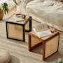 Rein Rattan Stool Side Table - Natural - 7