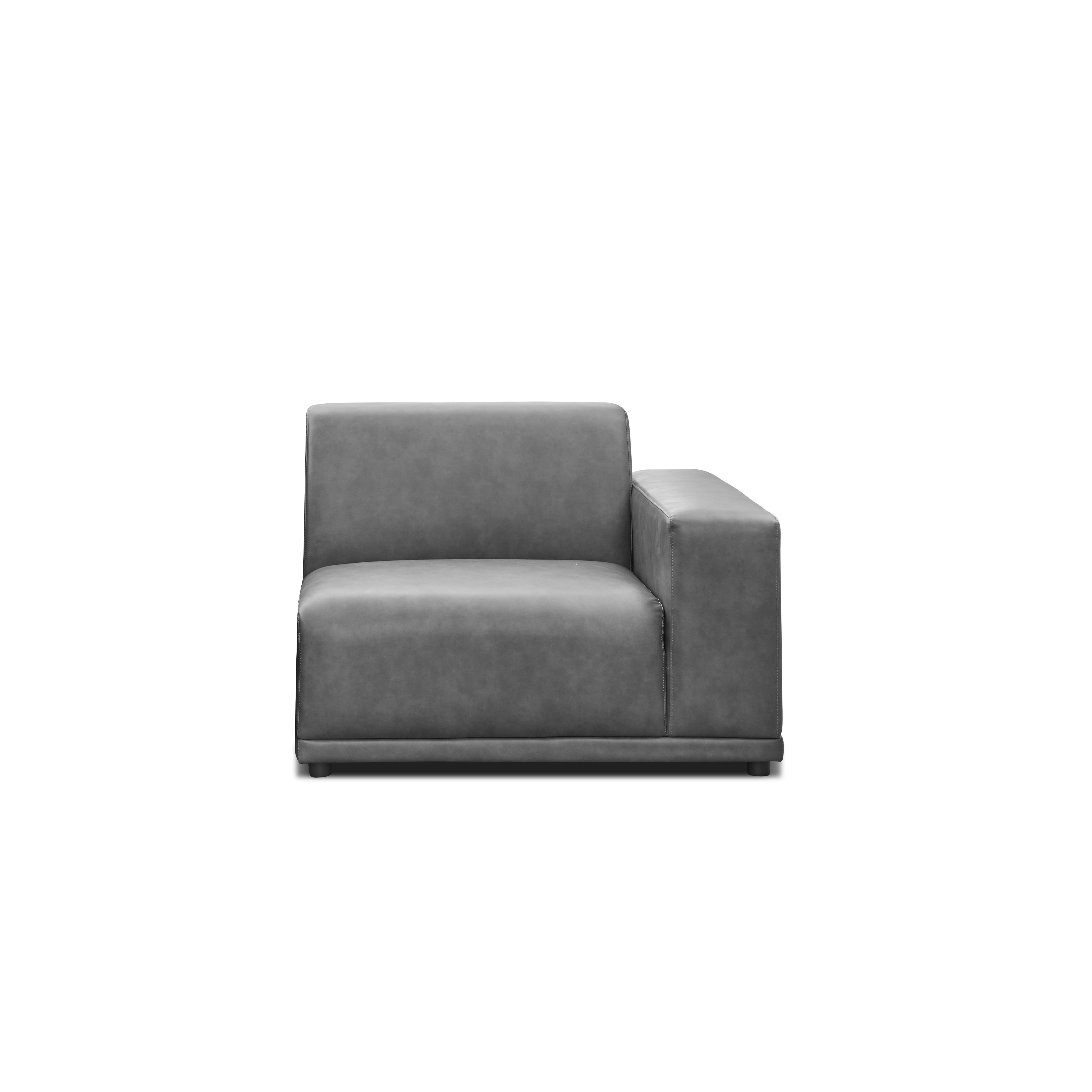 Milan Right Arm Unit - Lead Grey (Faux Leather)