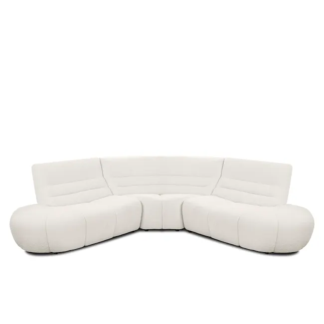 Tara Corner Sofa Unit - Beige - 10 - Luxurious white sectional sofa, modern design, plush fabric, ergonomic support