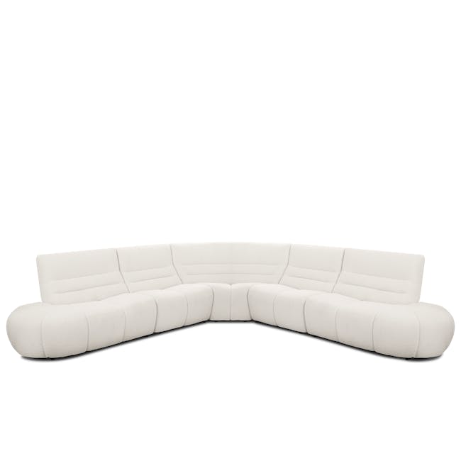 Tara Corner Sofa Unit - Beige - 13 - Sleek, modern white sectional sofa with plush cushions, Elegant, minimalist white