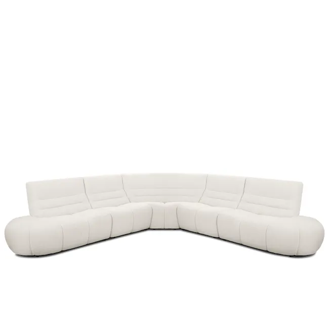 Tara Corner Sofa Unit - Beige - 13 - Sleek, modern white sectional sofa with plush cushions, Elegant, minimalist white