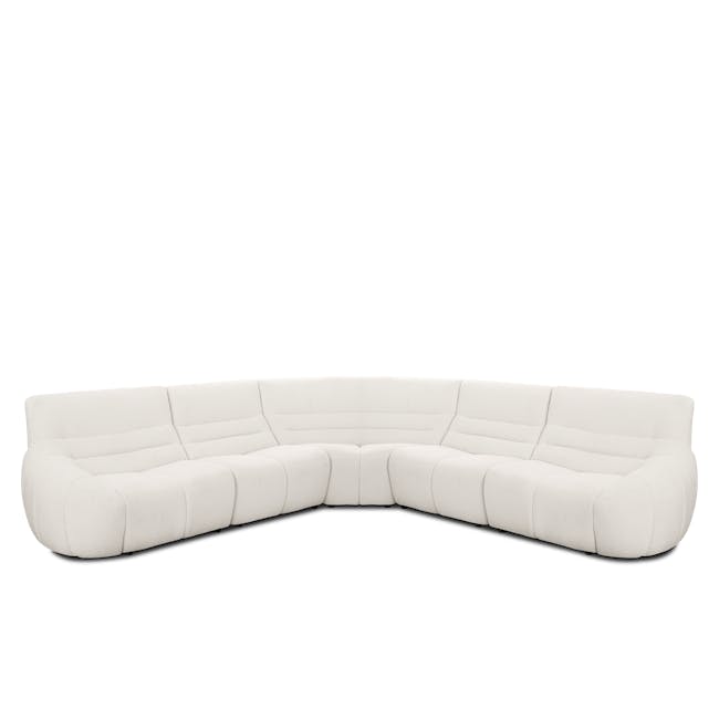 Tara Corner Sofa Unit - Beige - 14 - Sleek, modern white sectional sofa with plush cushions, Elegant, minimalist white