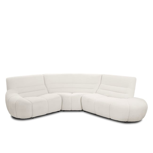 Tara Corner Sofa Unit - Beige - 15 - Sleek, modern white sectional sofa with plush cushions, Ergonomic design with
