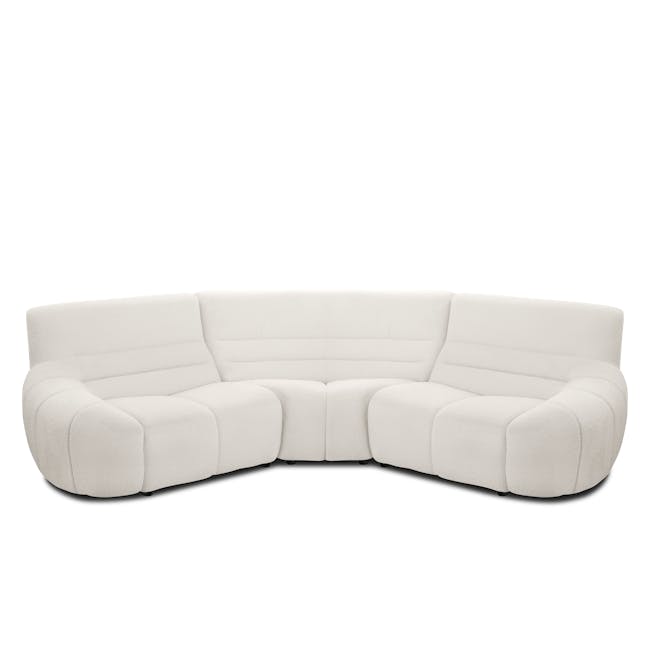 Tara Corner Sofa Unit - Beige - 11 - Luxurious white sectional sofa, modern design, plush fabric, ergonomic shape