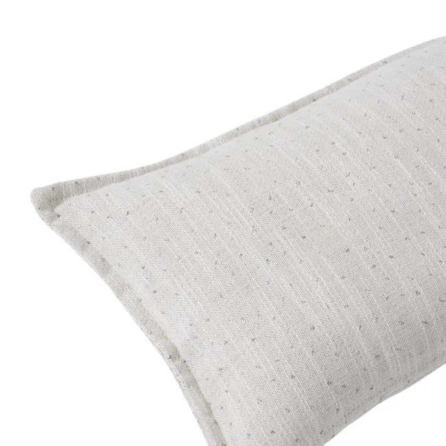 Gregori Linen Specks Lumbar Cushion - Grey - 5 - Burlap fabric, textured, natural fiber, woven pattern, light beige color