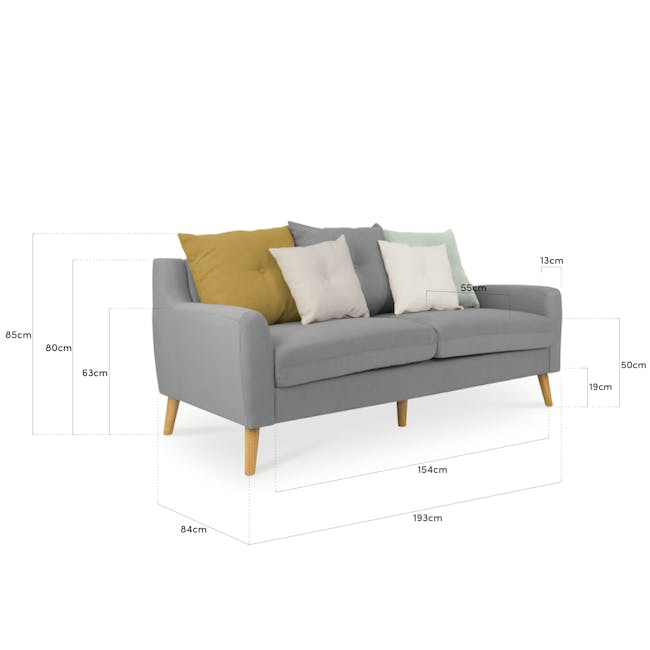 Evan 3 Seater Sofa - Charcoal Grey - 4