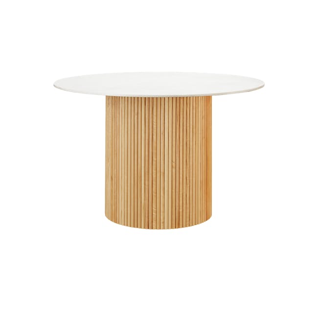 Arielle Round Dining Table 1.2m - Oak, Marble White (Sintered Stone) - 0