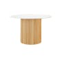 Arielle Round Dining Table 1.2m - Oak, Marble White (Sintered Stone) - 0