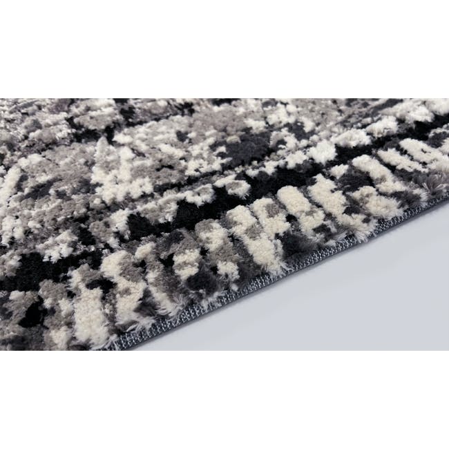 Tivoli Low Pile Rug - Black / Neutral Grey (3 Sizes) - 3 - Black and white checkered, fluffy texture, soft and luxurious