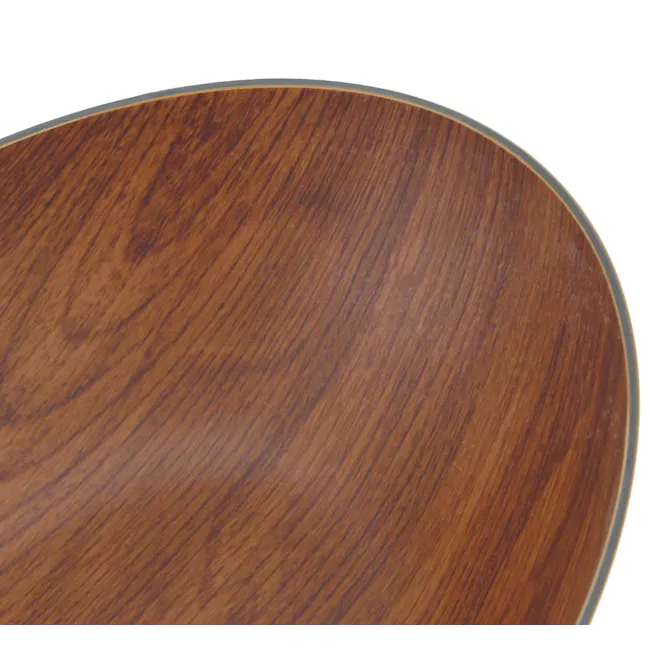 Evelin Salad Bowl & Mixer Set - 4 - Wooden table with smooth finish, rich brown color, circular shape, natural wood grain