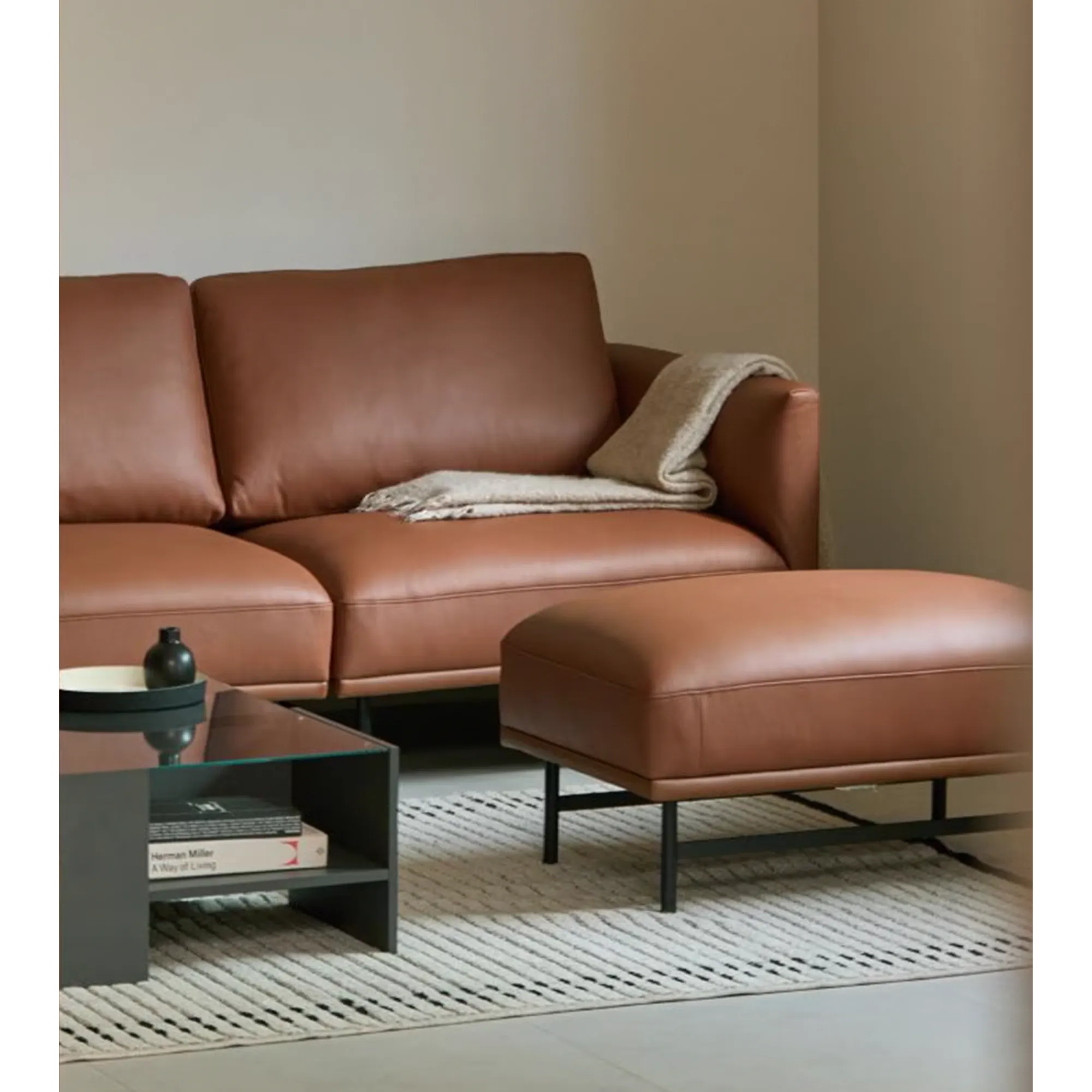 Pave 3 Seater Sofa - Matt Black (Top Grain Leather) - 10