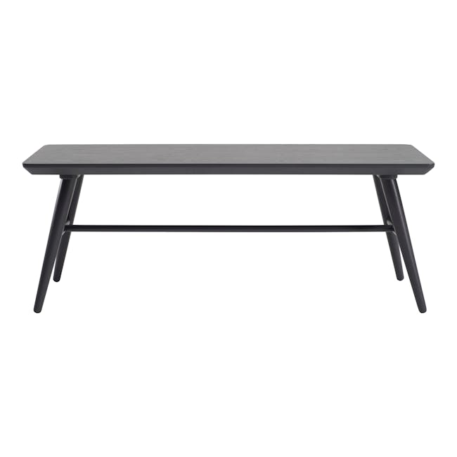 Varden Dining Table 1.7m in Black Ash with Marrim Bench 1.2m in Graphite Grey and 2 Greta Chairs in Black - 3