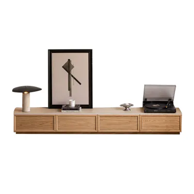 Ying TV Console 2m - Oak, Travertine (Sintered Stone)