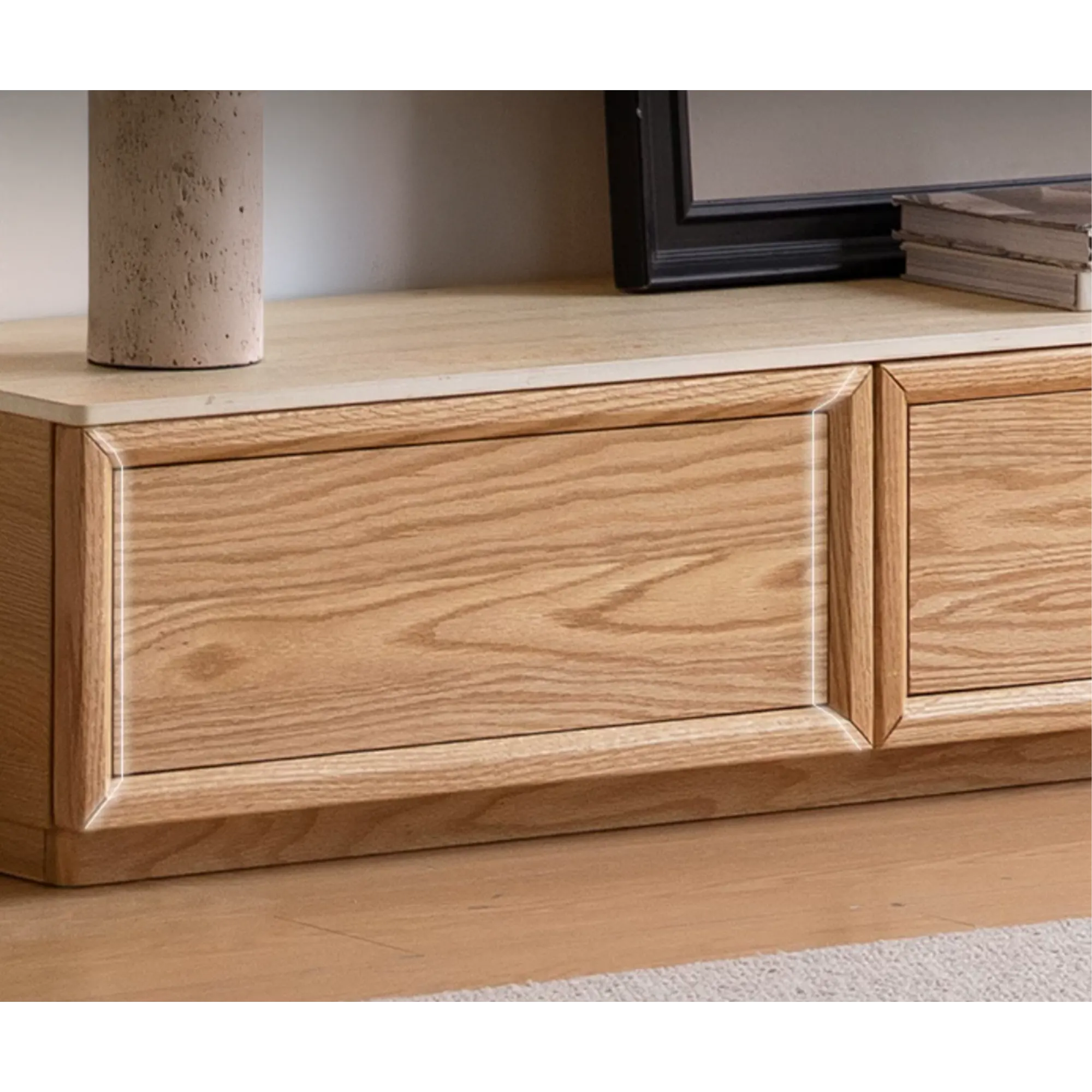 Ying TV Console 2m - Oak, Travertine (Sintered Stone) - 9